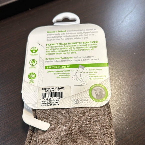 Sockwell men’s diabetic Easy Does It merino socks in bark - Picture 2 of 8